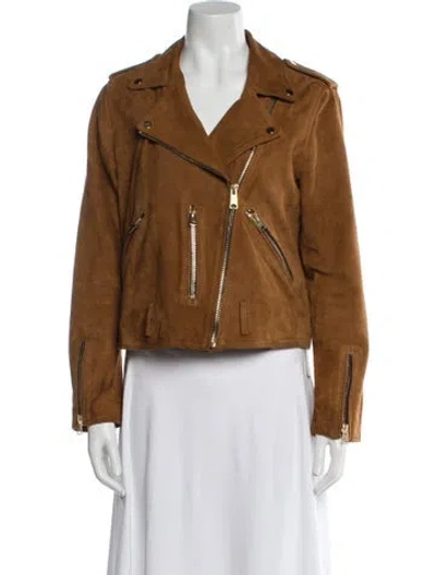 Pre-owned Allsaints Suede Biker Jacket In Brown