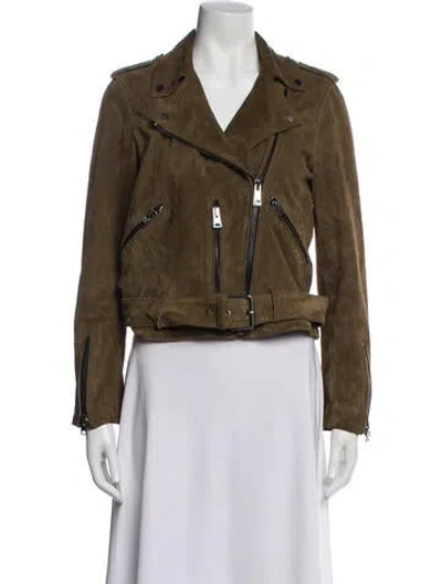 Pre-owned Allsaints Suede Biker Jacket In Brown