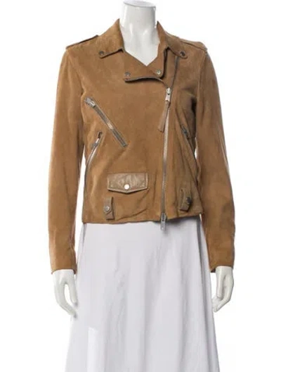 Pre-owned Allsaints Suede Biker Jacket In Brown