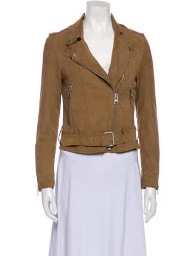 Pre-owned Allsaints Suede Biker Jacket In Brown