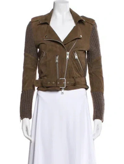 Pre-owned Allsaints Suede Biker Jacket In Brown