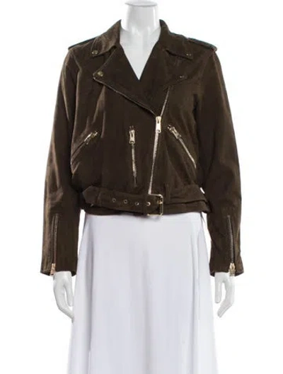 Pre-owned Allsaints Suede Biker Jacket In Brown