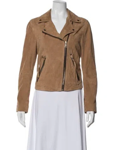 Pre-owned Allsaints Suede Biker Jacket In Brown