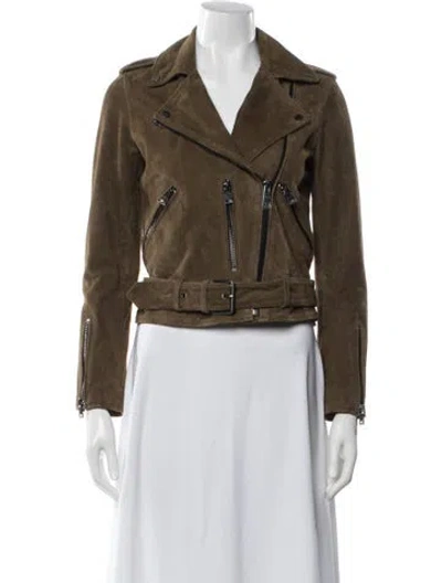 Pre-owned Allsaints Suede Biker Jacket In Brown