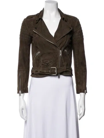 Pre-owned Allsaints Suede Biker Jacket In Brown
