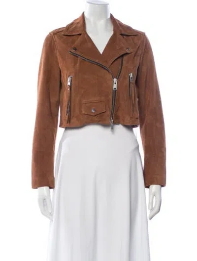 Pre-owned Allsaints Suede Biker Jacket In Brown