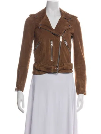 Pre-owned Allsaints Suede Biker Jacket In Brown