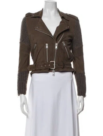 Pre-owned Allsaints Suede Biker Jacket In Brown