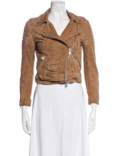 Pre-owned Allsaints Suede Biker Jacket In Brown