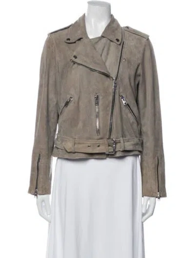 Pre-owned Allsaints Suede Biker Jacket In Neutrals