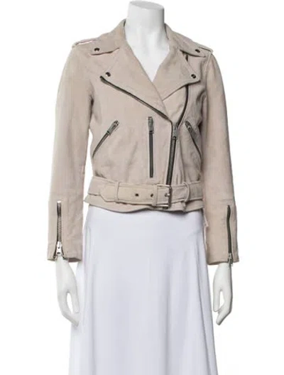 Pre-owned Allsaints Suede Biker Jacket In Neutrals