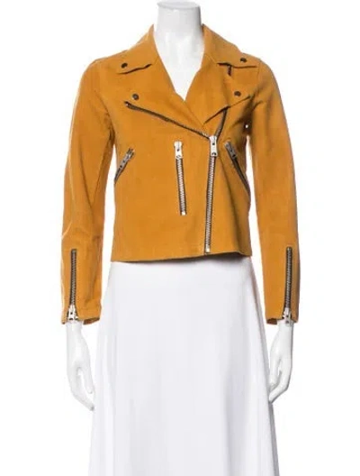 Pre-owned Allsaints Suede Biker Jacket In Yellow