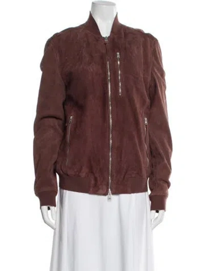 Pre-owned Allsaints Suede Bomber Jacket In Brown