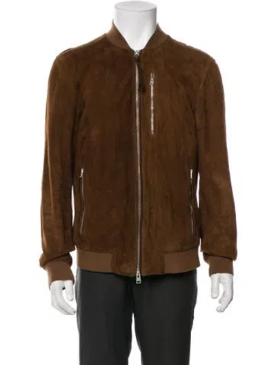Pre-owned Allsaints Suede Bomber Jacket In Brown