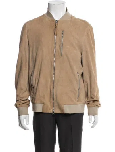 Pre-owned Allsaints Suede Bomber Jacket In Brown