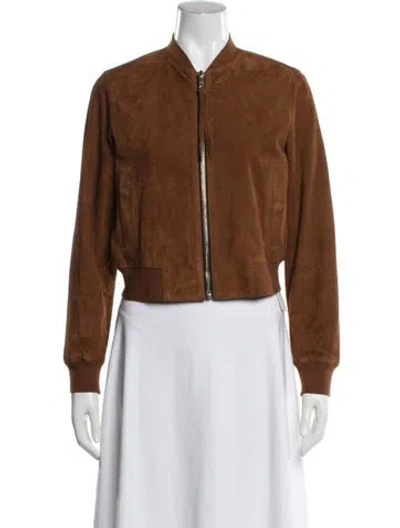 Pre-owned Allsaints Suede Bomber Jacket In Brown