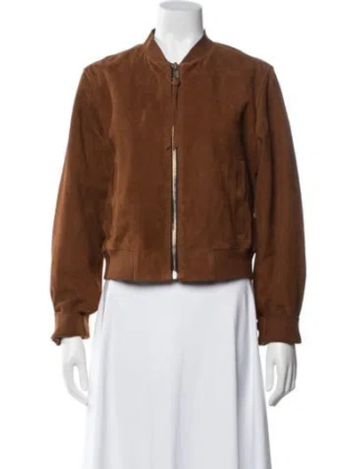 Pre-owned Allsaints Suede Bomber Jacket In Brown