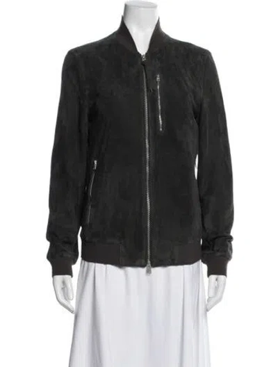 Pre-owned Allsaints Suede Bomber Jacket W/ Tags In Black