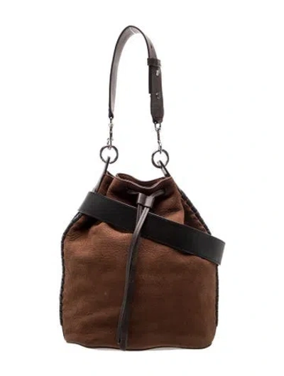 Pre-owned Allsaints Suede Bucket Bag In Brown