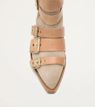 Allsaints Suede Buckle-detail Jane Boots In Brown