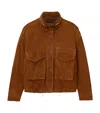 Allsaints Womens Clay Funnel-neck Relaxed-fit Suede Jacket Cognac Brown In Brown