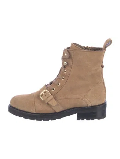 Pre-owned Allsaints Suede Combat Boots In Brown