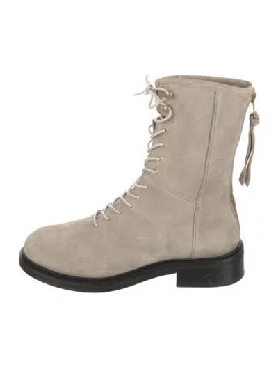 Pre-owned Allsaints Suede Combat Boots In Neutral