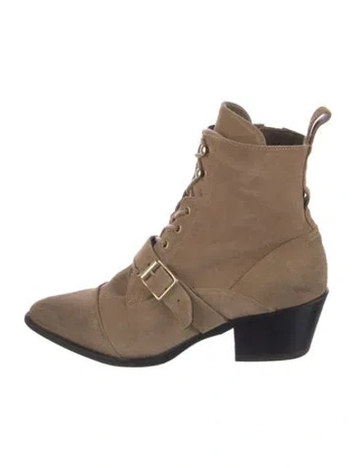 Pre-owned Allsaints Suede Combat Boots In Neutral
