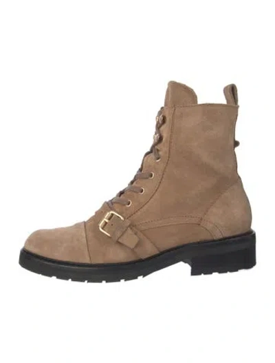 Pre-owned Allsaints Suede Combat Boots In Neutral