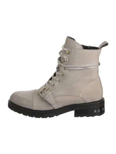 Pre-owned Allsaints Suede Combat Boots In Neutrals