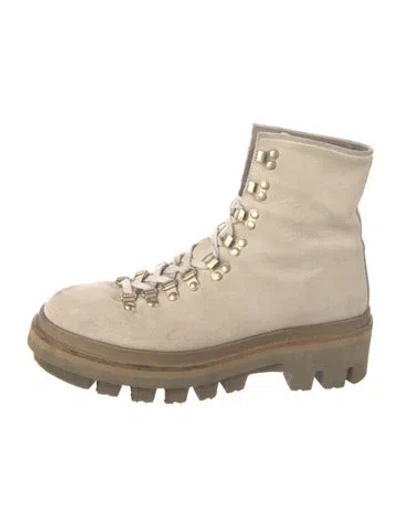 Pre-owned Allsaints Suede Combat Boots In White
