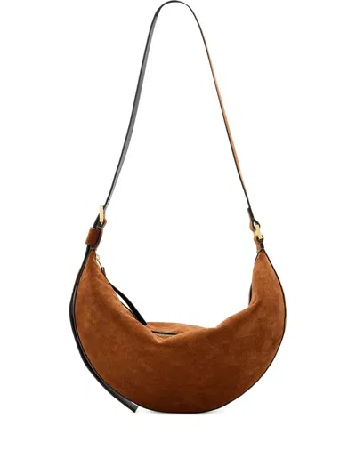 Allsaints Suede Crossbody Bag In Brown