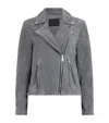Allsaints Suede Dalby Biker Jacket In Grey