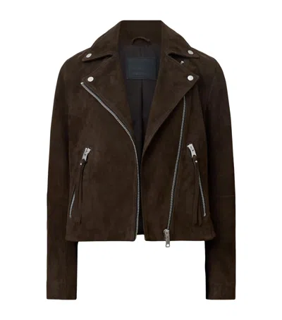 Allsaints Suede Dalby Biker Jacket In Brown
