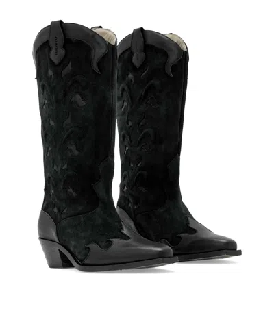 Allsaints Suede Dolly Cowboy Boots 47 In Black