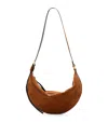 Allsaints Half Moon Suede Shoulder Bag In Brown