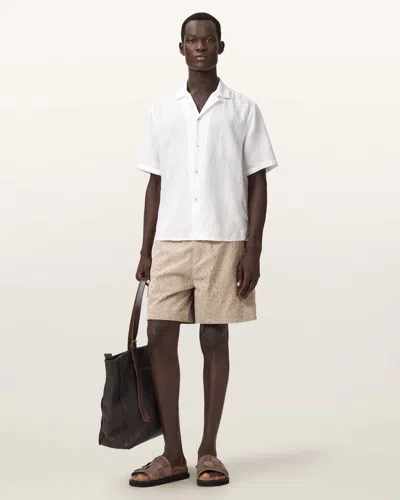 Allsaints Suede Hockley Relaxed Fit Suede Leopard Print Shorts In Animal Print