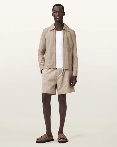 Allsaints Suede Hockley Suede Animal Print Jacket In Brown