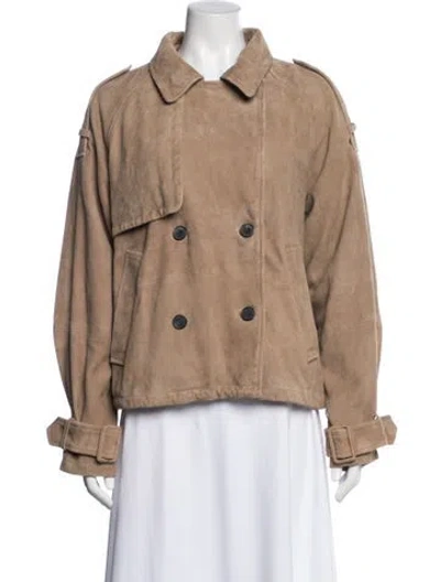Pre-owned Allsaints Suede Jacket W/ Tags In Neutral