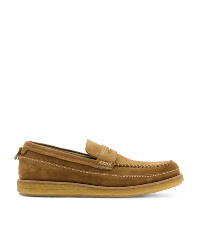 Allsaints Mens Tan Jago Slip-on Leather Loafers