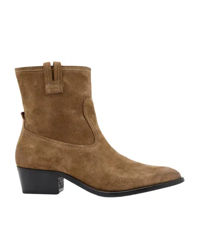 Allsaints Suede Jura Ankle Boots In Brown