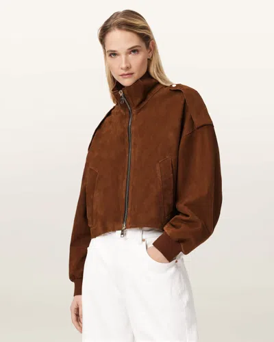 Allsaints Suede Lowden Suede Jacket In Brown