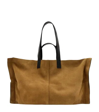 Allsaints Suede Lutece Tote Bag In Brown