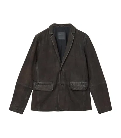Allsaints Mens Mole Brown Monet Notch-lapel Suede Blazer Xl