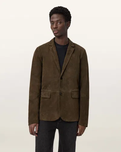 Allsaints Suede Monet Waxed Suede Blazer In Green