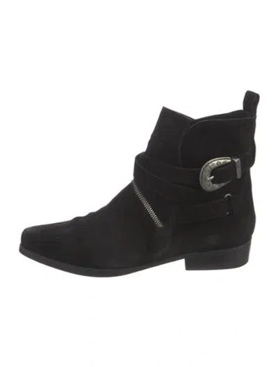Pre-owned Allsaints Suede Moto Boots In Black