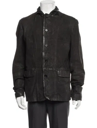 Pre-owned Allsaints Suede Moto Jacket In Grey