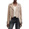 Allsaints Suede Balfern Biker Jacket In Neutral