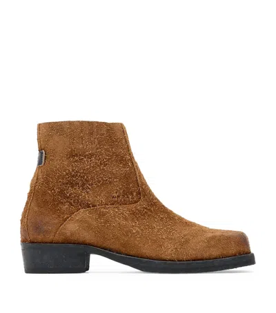 Allsaints Suede Orla Ankle Boots In Brown