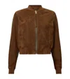 Allsaints Orten Suede Bomber Jacket In Brown